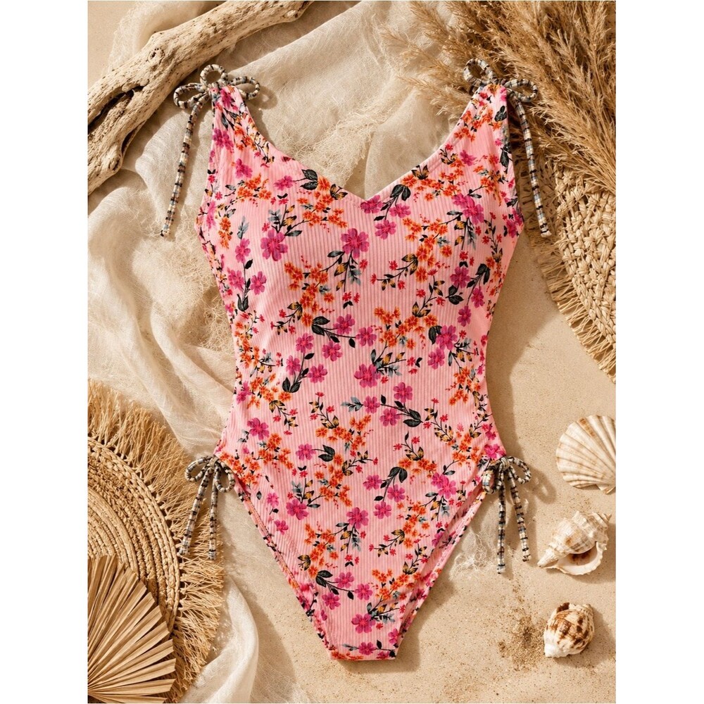 No Bo No Boundaries One Piece Floral Bathing Suit Large (11-13)